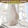 Bulinlulu Diabetic Socks with Grippers for Men Women -6 Pairs Non Binding Diabetic Ankle Slipper Socks Size 6-9 9-12(White+Grey+Black-Medium) view 4
