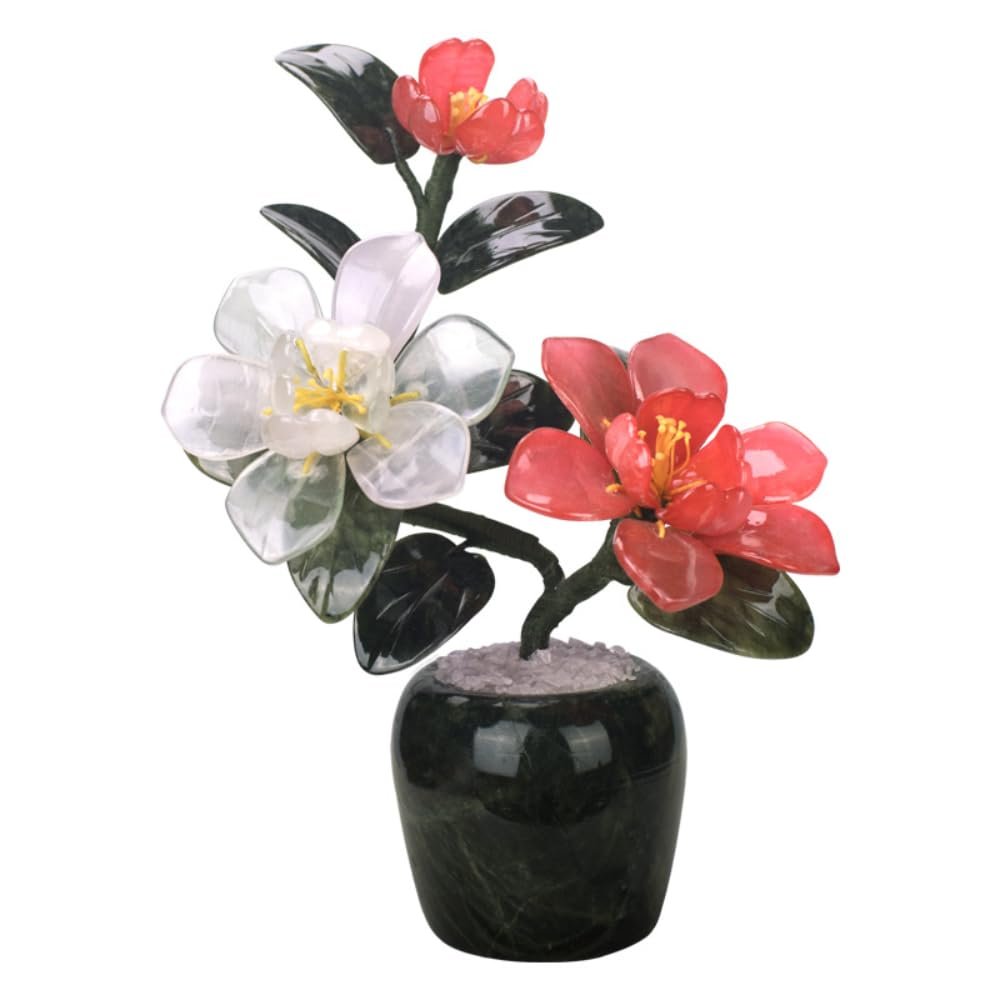SALFEE 25cm Natural Jade Plate Bonsai Figurines Home Decoration Living Room Flower Ornaments
