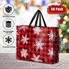 Abbylike 36 Pcs Reusable Christmas Large Gift Bags Bulk Xmas Holiday Plaid Tote Shopping Bags with Handles (Red) view 3