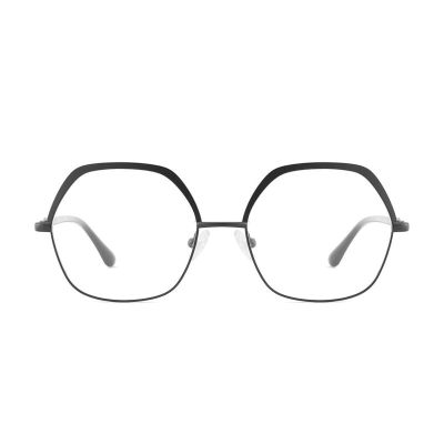 AOOLIA Blue Light Blocking Reading Glasses Hexagonal Men Women Metal Rimmed Eyewear Anti Eyestrain Computer Working Readers (Black, 3, multiplier_x)