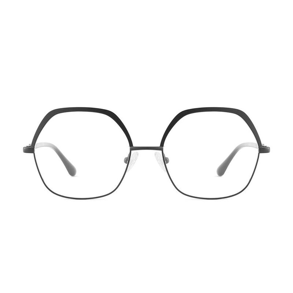 AOOLIA Blue Light Blocking Reading Glasses Hexagonal Men Women Metal Rimmed Eyewear Anti Eyestrain Computer Working Readers (Black, 3, multiplier_x)