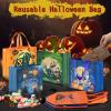 AhfuLife 8 Pcs Halloween Trick or Treat Bags, Candy Tote Bags with Handles, Reusable Non-Woven Gift Bag for Halloween Party Supplies Favors (7.87.83.1) view 3