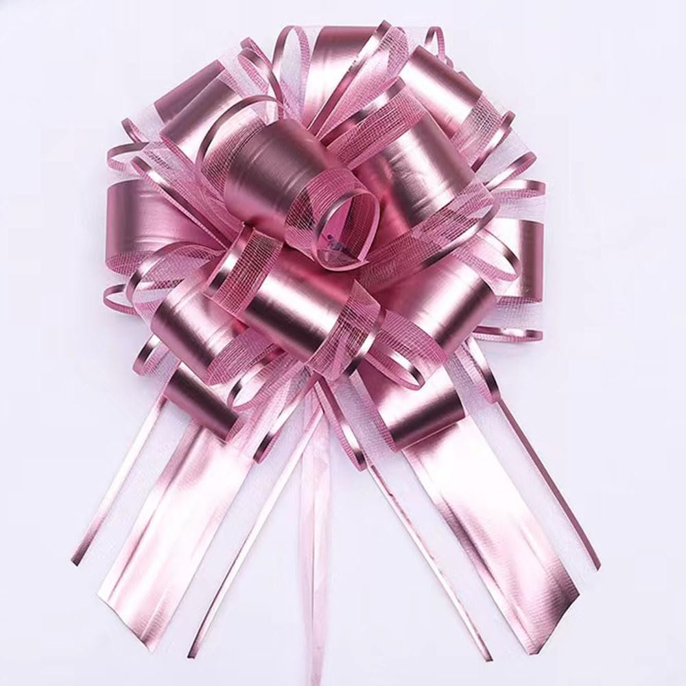 HQJAXJ 6pcs Pull Bows,Pink Bows for Gift Wrapping Pull Bows for Wedding Baskets,6 Inches Diameter Gift Bows,Decorate Gifts Such as Christmas,Valentine's Day,and Parties (pink)