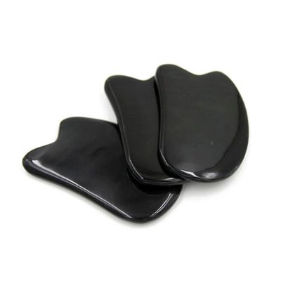2pcs Black Buffalo Horn Scraping Plate Traditional Gua Sha Body Massager for Skin Care Therapy Tool