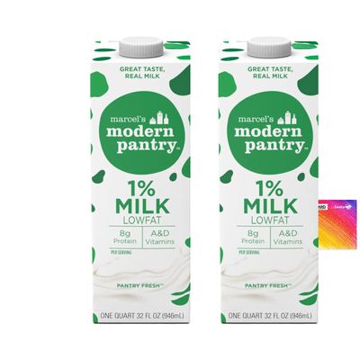Shelf-Stable Milk Bundle - Includes Two Pack of Marcel's Modern Pantry Shelf-Stable 1% Milk, 32oz Cartons and CureCor Cellective Sticker!