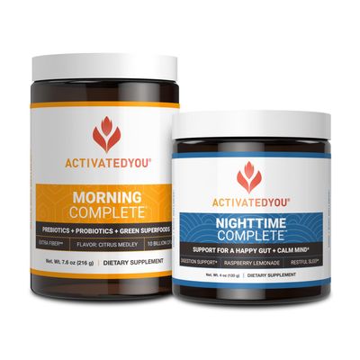 ACTIVATEDYOU Morning Complete Prebiotics, Probiotics, and Green Superfoods (Citrus Medley) & Nighttime Complete, Ashwaghanda (Raspberry Lemonade), 30 Servings