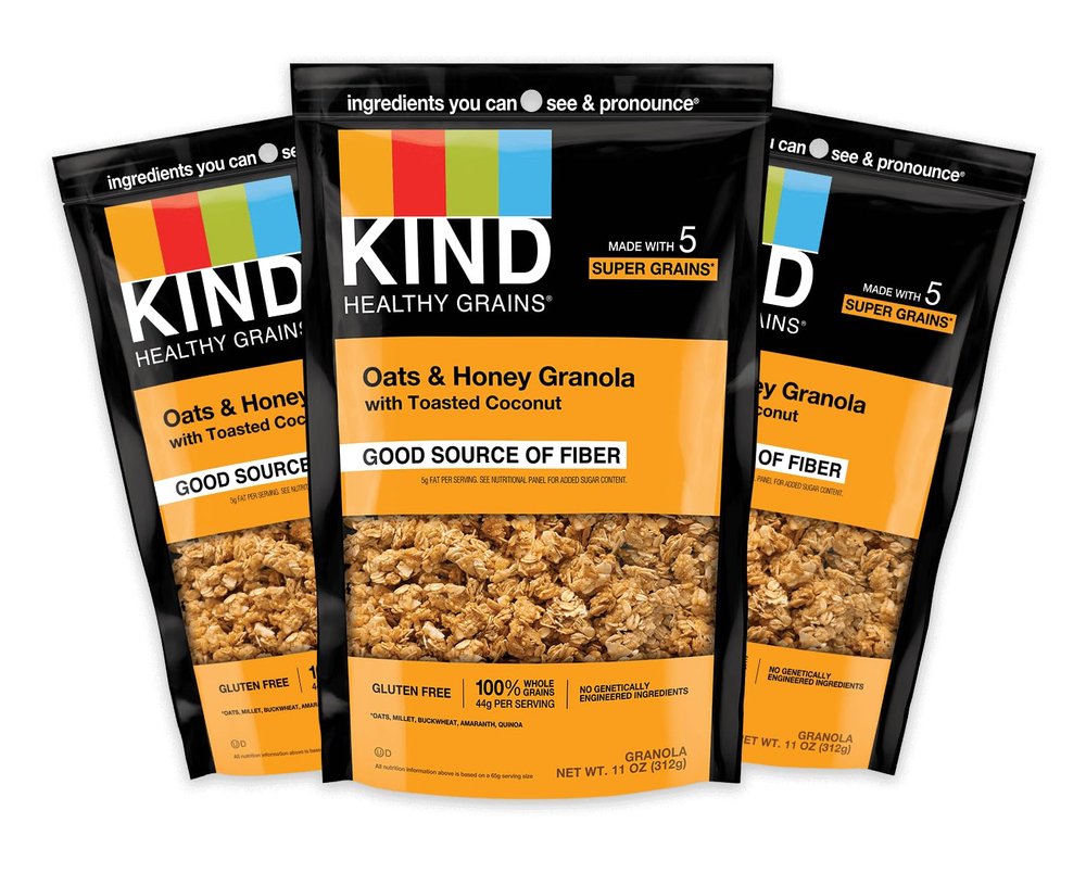KIND Healthy Grains Granola, Oats & Honey Clusters with Toasted Coconut, Healthy Snacks, Gluten Free, 100% Whole Grains, 5g Protein, 11oz, 3 Count