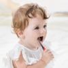 Mombella Ladybug Baby Toothbrush 6 to 12 Months and Up, Extra Soft Silicone Infant to Toddler Training Toothbrush for Baby's First Teeth, Oral Care Teether Over 6m+, Clean and Massage Tender Gums 1pc view 2