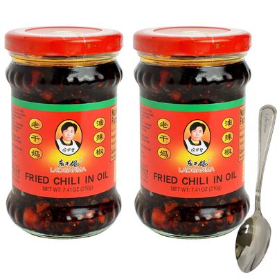 LGM Fried Chili In Oil Crisp Sauce 7.41oz, 2pack Comes with 1 Eelicious spoon
