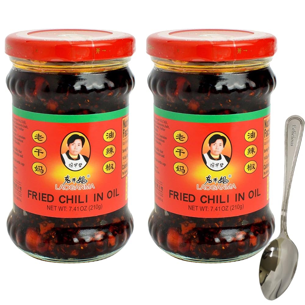 LGM Fried Chili In Oil Crisp Sauce 7.41oz, 2pack Comes with 1 Eelicious spoon