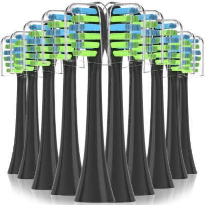 Replacement Toothbrush Heads with Covers for 7am2m AM101/AM105 Electric Toothbrush,10 Pack,Black