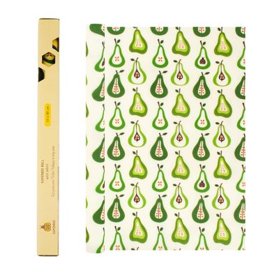 SUPERBEE Beeswax Wrap Roll XL, Reusable Beeswax Wraps for Food, Wrap Roll, Reusable for Wrapping Vegetables, Cheese Paper, Bowl Covers and Sandwich Wrapping Paper, Pears - 35x13"