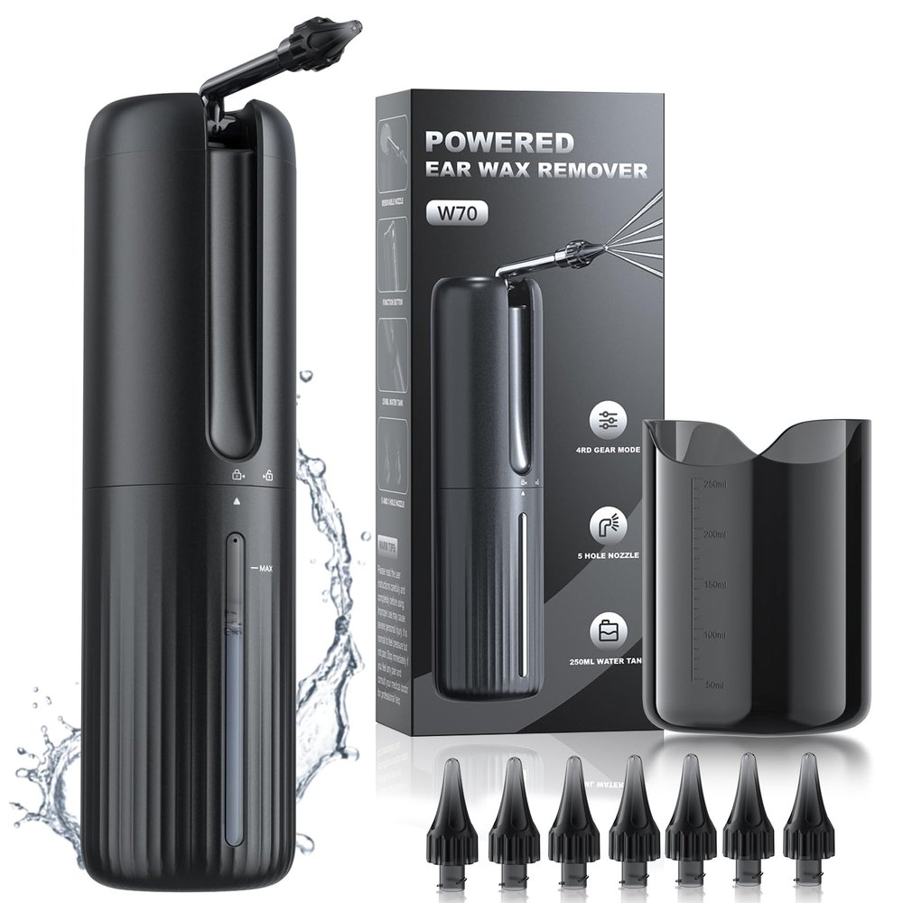 Ear Wax Removal - Electric Ear Cleaner - Water Powered Ear Cleaner with 4 Water Pressure Cleaning Modes - Safe and Effective Ear Wax Removal Tool - Water Resistant USB Rechargeable