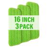 16.5 inch Mop Pads Refills, 3 Pack Microfiber Reusable Replacement Mop Pads Flat Replacements Heads for Wet Or Dry Floor Cleaning and Scrubbing, Green Cloth view 1