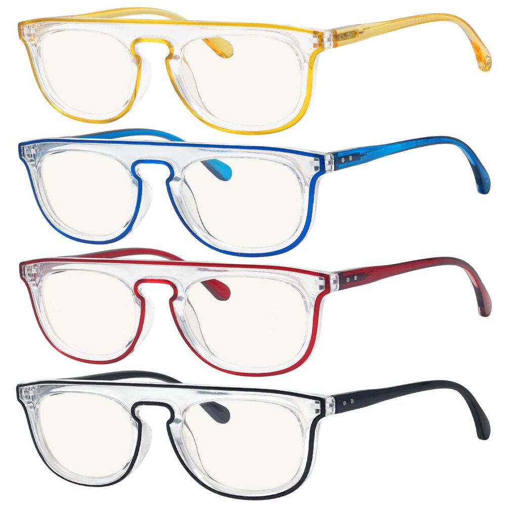 Eyekepper 4-Pack Progressive Multifocus Reading Glasses Blue Light Blocking No Line Multifocal Readers Double Color +1.25