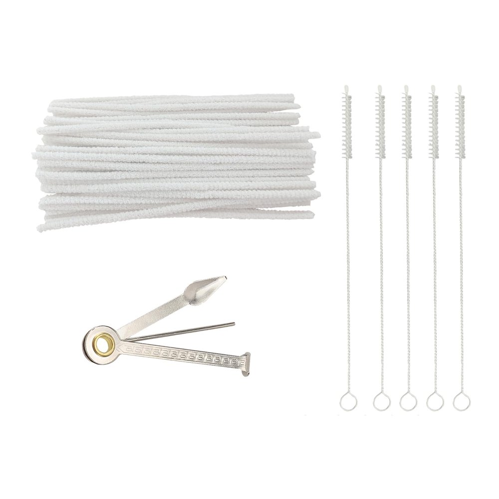 WAFJAMF Multifunctional Pipe Cleaning Kit,50 Pieces of Cleaning Strip 1 Pcs 3-in-1 Pipe Tamper Reamer and 5 Pcs Straw Brush
