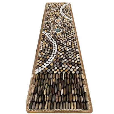 GRRICEPL Pebble Foot Massage Cushion, Natural Jade Stone Road, Stone Road, Dense Rain Flower Stone Foot Therapy (Color : Multi-Colored, Size : 40x150cm-E)