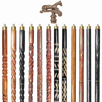 Wooden Walking Sticks and Canes Travel Collapsible for Men Women Seniors Hiking with Brass Horse Handle (Brown Antique, AANWS-106) (WS-02)