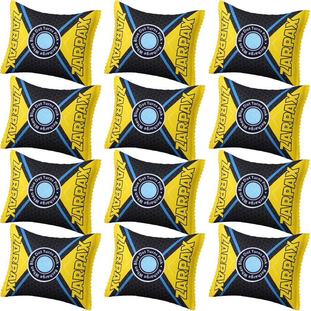 Zarpax 4.4 oz/125g Rechargeable Desiccant Packs Dehumidifier Bag - 12 Pack - Moisture Absorbers For Safes, Car, Bathroom, Storage - Moisture Remover Eliminates Humidity - Reusable Desiccant Bags