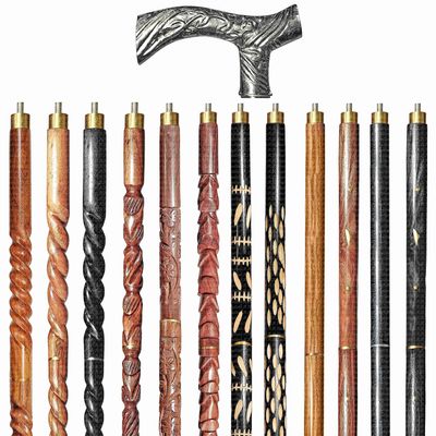 Wooden Walking Sticks and Canes Travel Collapsible for Men Women Seniors Hiking with Brass Derby Handle (Black Antique, AANWS-20) (WS-02)