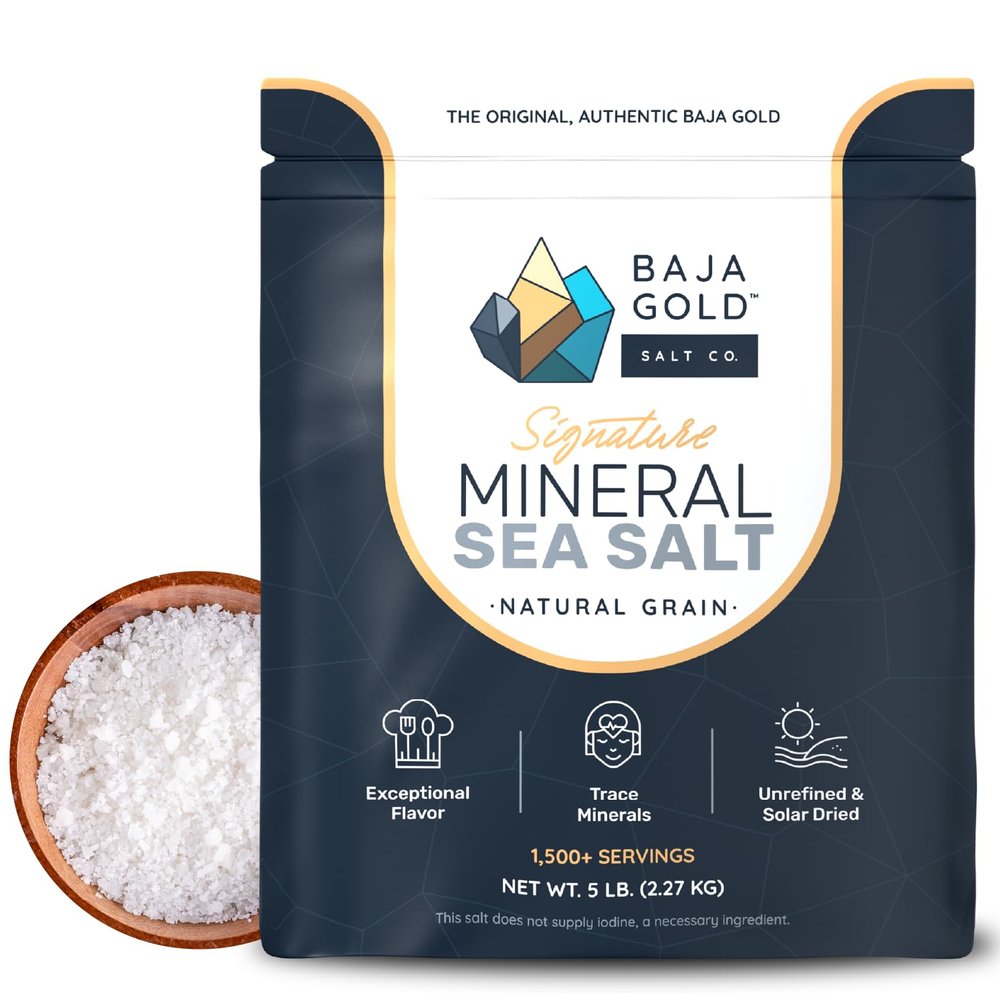 Baja Gold Mineral Sea Salt - Recommended by Gary Brecka - Organic Natural Grain Salt for Cooking & Baking | Low Sodium, Authentic Baja Salt | Ideal for All Culinary Creations | 5 lb. Resealable Bag, 1,500+ Servings