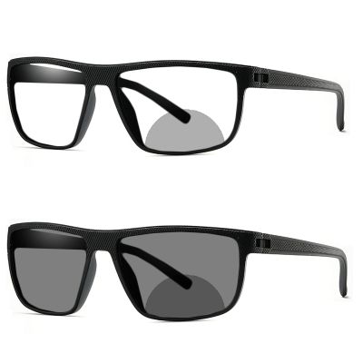 Transition Photochromic Bifocal Reading Glasses for Men Women Square Sports Sunglasses Readers (black, 3, multiplier_x)