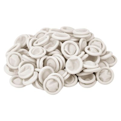 100 Pcs Finger Cots, Disposable Finger Protectors, Latex Anti-Static Finger Tip Rubber Protect Keeping Dressing Dry and Clean (Medium, White)