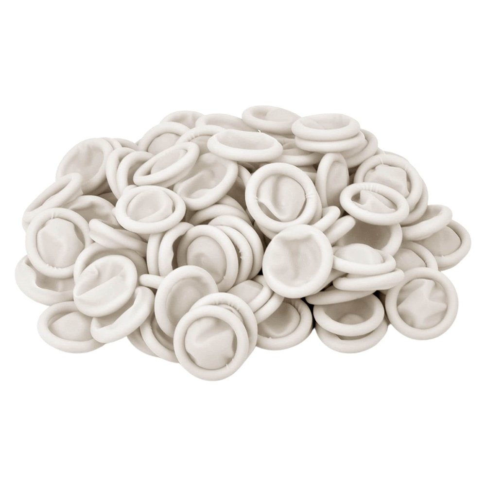 100 Pcs Finger Cots, Disposable Finger Protectors, Latex Anti-Static Finger Tip Rubber Protect Keeping Dressing Dry and Clean (Medium, White)
