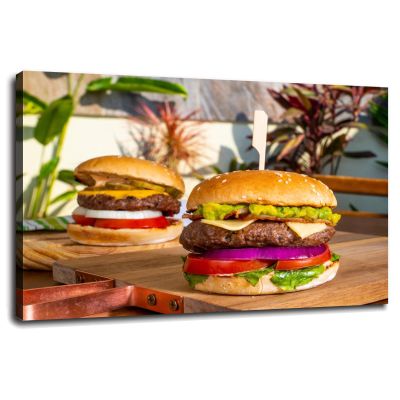SSDDKL Guacamole Burger And Cheese Bread Canvas Prints Poster Wall Art For Home Office Decorations With Framed 18"x12"