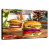 SSDDKL Guacamole Burger And Cheese Bread Canvas Prints Poster Wall Art For Home Office Decorations With Framed 18"x12" view 1