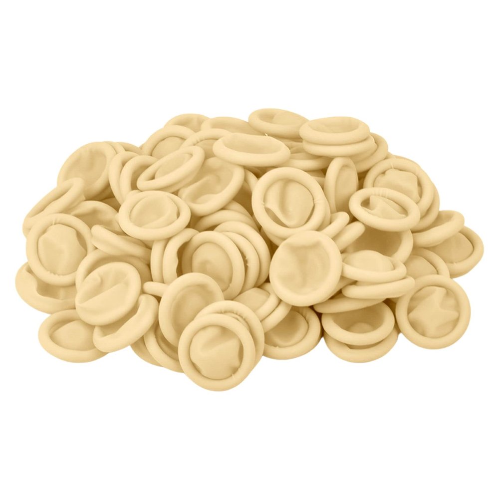 100 Pcs Finger Cots, Disposable Finger Protectors, Latex Anti-Static Finger Tip Rubber Protect Keeping Dressing Dry and Clean (Medium, Yellow)