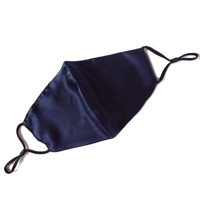 CH.yishi 100% Mulberry Silk Face Mask Covering Men & Women Reusable with Ear loops Nose Wire Filter (Normal, Navy blue)