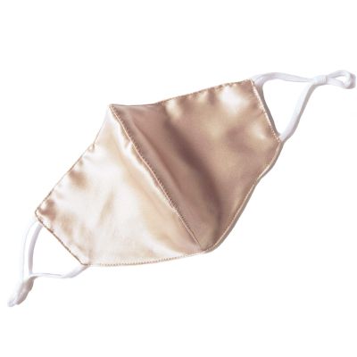 CH.yishi 100% Mulberry Silk Face Mask Covering Men & Women Reusable with Ear loops Nose Wire Filter (Normal, Champagne)