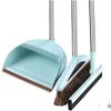 Broom and Dustpan Set Broom Dustpan Combo,Dust Pan Household Broom Mane Bristle Floor Squeegee Blue N-J5K Three Pcs -Round view 1