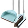 Broom and Dustpan Set Broom Dustpan Combo,Dust Pan Household Broom Mane Bristle Floor Squeegee Blue N-6J Three Pcs -Round view 1