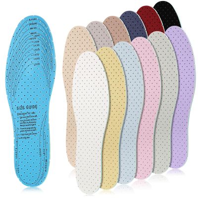 12 Pairs Shoe Insoles Women Thin Breathable Shoe Pads Inserts Ultra Soft Cushioning Walking Comfort Latex Insoles with Holes (Retro Colors)
