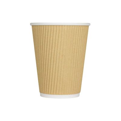 12 oz Ripple Paper Hot Cup (90mm Diameter), Kraft (Case of 500)