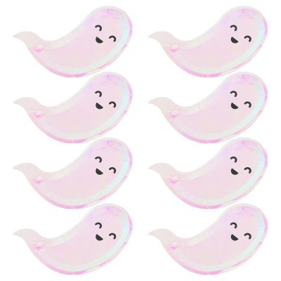 Healifty Halloween Themed Disposable Paper Plates Ghost Shaped 40 Pack 7.87X5.9 Inch Party Supplies for Halloween Dinner Dessert