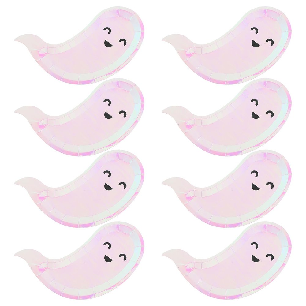 Healifty Halloween Themed Disposable Paper Plates Ghost Shaped 40 Pack 7.87X5.9 Inch Party Supplies for Halloween Dinner Dessert