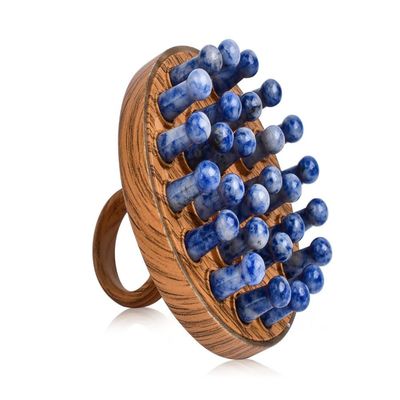Blue-Vein Stone Quartz Comb Scalp Massager Crystal Head Scratcher Manual Massage Tool