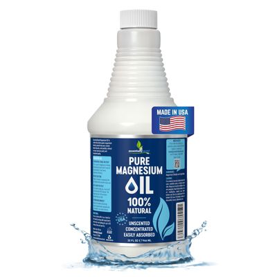 Pure Magnesium Oil Spray 32oz - Topical Magnesium for Sleep Extra Strength - Less Sting - Less Itch - 100% Natural and Organic Oil - Made in USA
