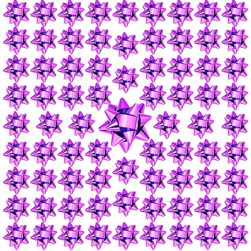110 Pcs Decorate Supplies Shiny Bows for Gift Wrapping, 1 in Mini Gift Wrap Bows for Xmas Decor, Hanukkah, Birthdays, Weddings, Bridal Showers, Baby Showers Occasion (Metallic Purple 110 Pcs Set)