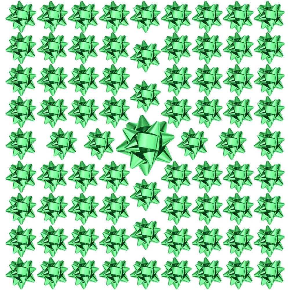 110 Pcs Decorate Supplies Shiny Bows for Gift Wrapping, 1 in Mini Gift Wrap Bows for Xmas Decor, Hanukkah, Birthdays, Weddings, Bridal Showers, Baby Showers Occasion (Metallic Green 110 Pcs Set)