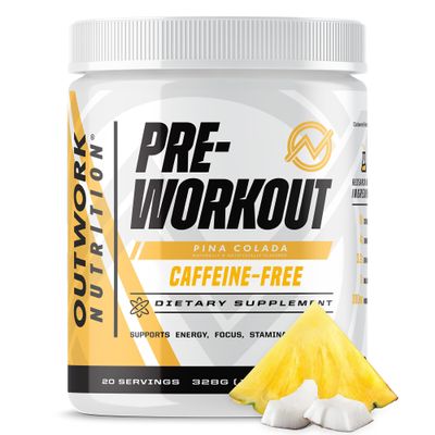 Outwork Nutrition Non-Stim Pre Workout Powder - Citrulline Malate, Beta-Alanine, Rhodiola Extract for Performance, Focus & Energy Boost - Preworkout for Men, Women (Caffeine Free, Pia Colada)
