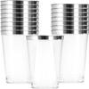 Blue Sky 8oz Elegant Silver Rim Tumblers (16 Count) - Premium Clear Plastic Disposable Cups for Parties, Weddings & Events view 1
