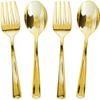 Blue Sky Disposable Gold Serving Set | 4 Count (2 Spoons & 2 Forks) - Perfect for Parties and Events view 1