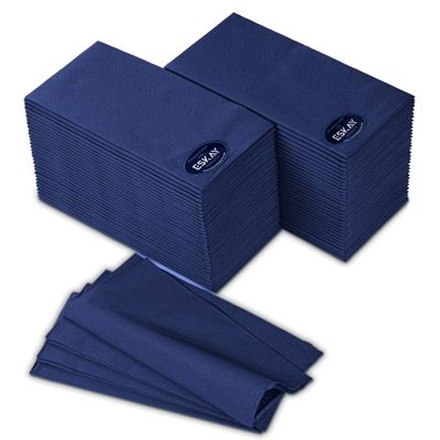 Dark Blue 3-Ply Disposable Dinner Napkins, 250 Count, 1/8 Fold Premium Paper Napkins for Parties, Weddings, Restaurants, Bars & Events, EU Made