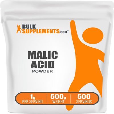 BulkSupplements.com Malic Acid Powder - L-Malic Acid, Dietary Supplement - Food Grade, Pure & Gluten Free, 1g per Serving, 500g (1.1 lbs) (Pack of 1)