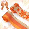 2 Rolls Fall Fabric Ribbon Thanksgiving Burlap Linen Ribbons Fall Maple Leaves Orange Brown Strips Edge Wired Decor Ribbons for Fall Thanksgiving Party Gift Wrapping Crafts Decoration Supplies 5 Yards view 1