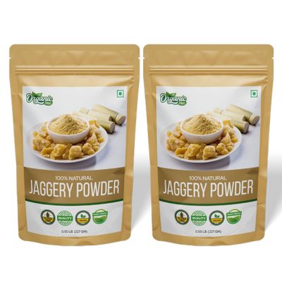 Organic Zing Jaggery Powder | 100% Unadultered Jaggery Powder | Naturally Grown | Jaggery Powder For Tea | Product of India - 227 gm (8 oz) Pack of 2